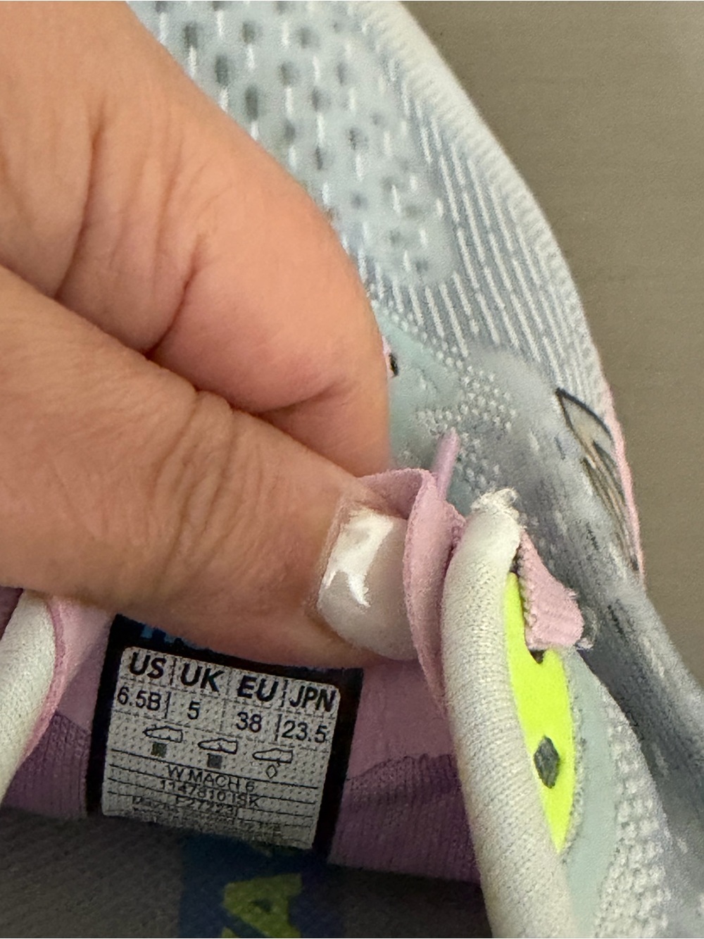 Hoka Mach 6 Running Shoes — Light Blue with Pink & Peach Accents - Picture 4 of 6